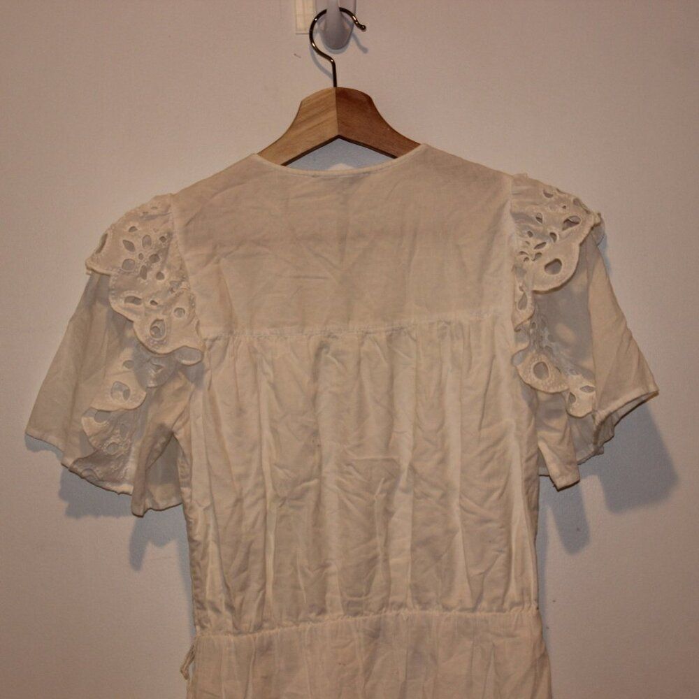 Joie White  Eyelet Embroidered Safia Babydoll Mini Dress Women's Size XS - Picture 11 of 14
